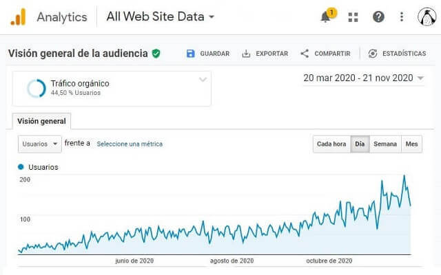 gráfico orgánico google analytics
